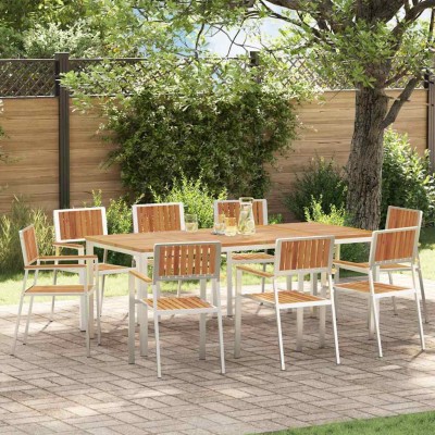 Silla de Jardín 8 pcs Marrón Madera maciza de Acacia