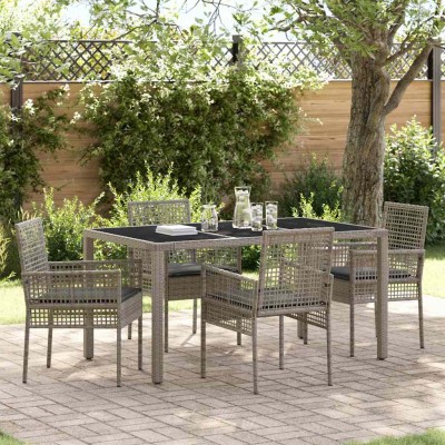 Conjunto de Comedor de Jardín 5 pcs Gris Poliratán