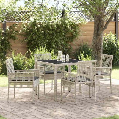 Conjunto de Comedor de Jardín 5 pcs Gris claro Poliratán
