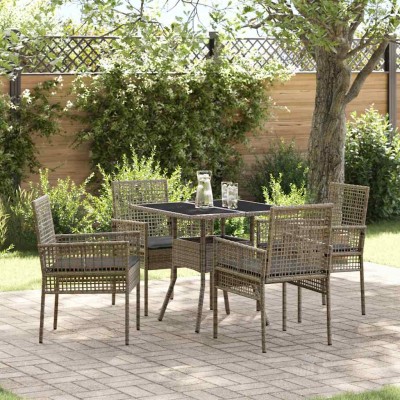 Conjunto de Comedor de Jardín 5 pcs Gris Poliratán