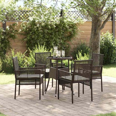 Conjunto de Comedor de Jardín 5 pcs Marrón Poliratán
