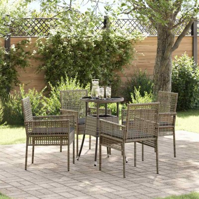 Conjunto de Comedor de Jardín 5 pcs Gris Poliratán
