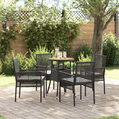 Conjunto de Comedor de Jardín 5 pcs Negro Poliratán