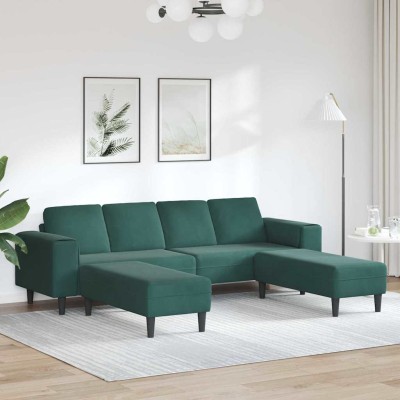 Juego de Sofá 3 pcs Verde oscuro Terciopelo