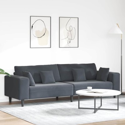 Sofá de terciopelo con cojín Gris oscuro 208 cm Terciopelo