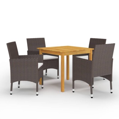 Juego de comedor de jardín de 5 piezas marrón