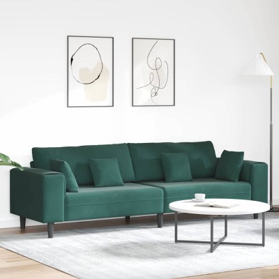 Sofá de terciopelo con cojín Verde oscuro 208 cm Terciopelo