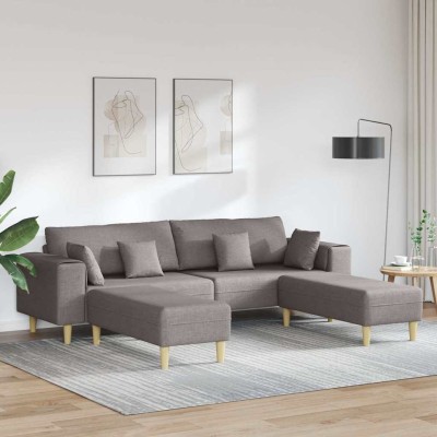 Sofá de tela con cojín 3 pcs Taupé 208 cm tela