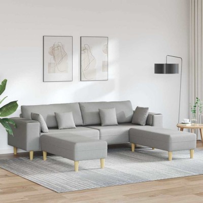 Sofá de tela con cojín 3 pcs Gris Nube 208 cm tela