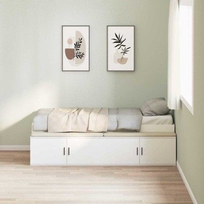 Cama con almacenamiento con almacenamiento Blanco 100 x 200 cm