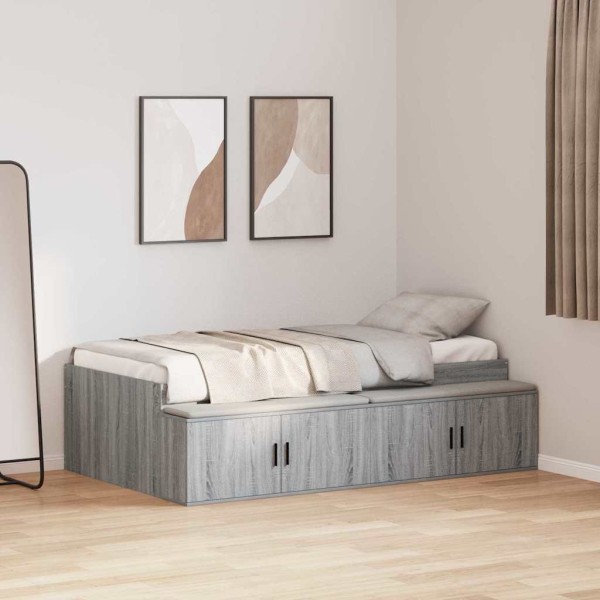 Cama con almacenamiento Gris sonoma 90 x 200 cm