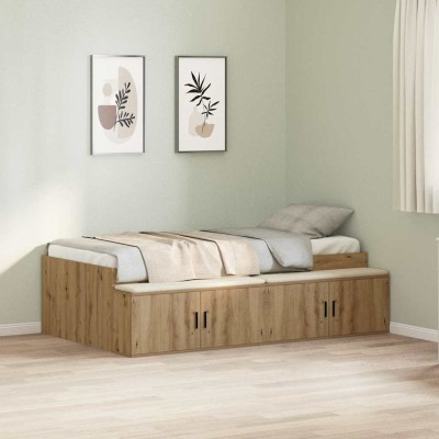 Cama con almacenamiento Roble artisan 90 x 190 cm