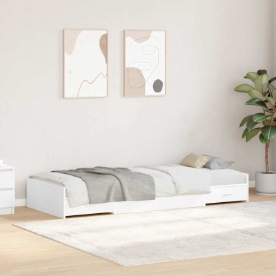 Cama con almacenamiento Blanco 80 x 200 cm Madera contrachapada