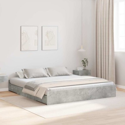 Cama con almacenamiento con cabecera Gris hormigón 180 x 200 cm