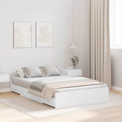 Cama con almacenamiento con cabecera Blanco 120 x 200 cm