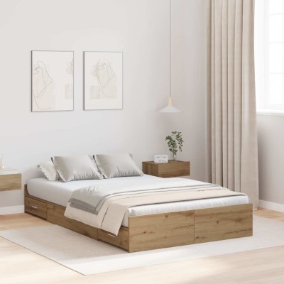 Cama con almacenamiento con cabecera Roble artisan 120 x 200 cm