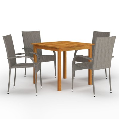 Juego de comedor para jardín 5 piezas gris