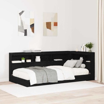 Cabecera de almacenamiento con estante Roble negro 80 cm