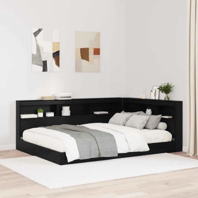 Cabecera de almacenamiento con estante Roble negro 160 cm