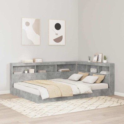 Cabecera de almacenamiento con estante Gris hormigón 160 cm