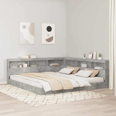 Cabecera de almacenamiento con estante Gris hormigón 180 cm