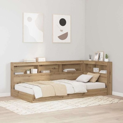 Cabecera de almacenamiento con estante Roble artisan 90 cm