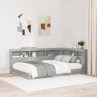 Cabecera de almacenamiento con estante Gris sonoma 120 cm