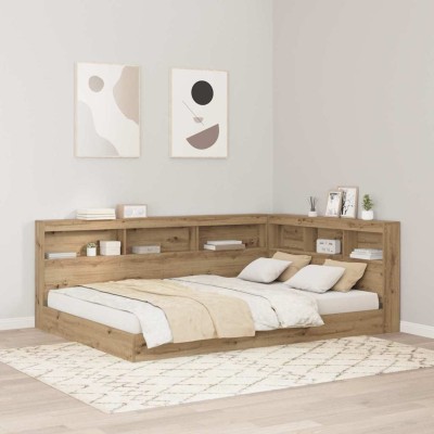Cabecera de almacenamiento con estante Roble artisan 140 cm