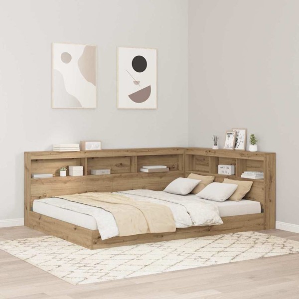 Cabecera de almacenamiento con estante Roble artisan 135 cm