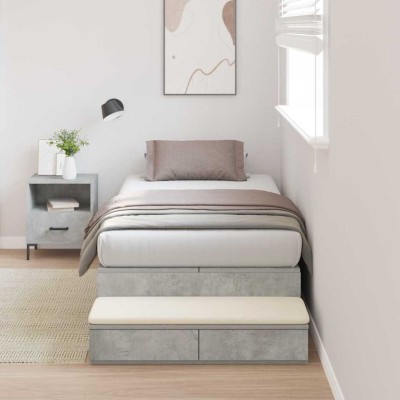 Cama con almacenamiento Gris Concreto 236.5 x 80 x 31.5 cm