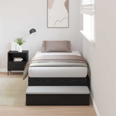 Cama con almacenamiento Roble negro 236.5 x 90 x 31.5 cm