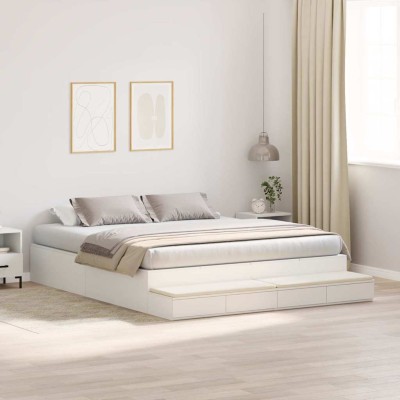 Cama con almacenamiento con cajón Blanco 236.5 x 200 x 31.5 cm