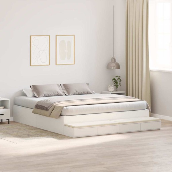 Cama con almacenamiento con cajón Blanco 236.5 x 200 x 31.5 cm
