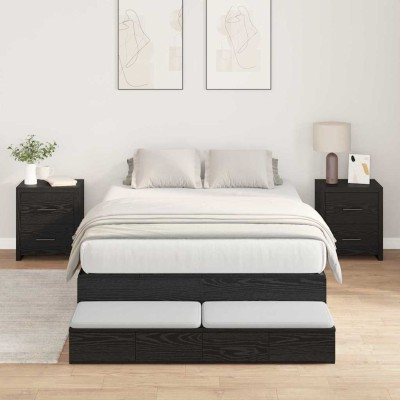 Cama con almacenamiento Roble negro 236.5 x 120 x 31.5 cm