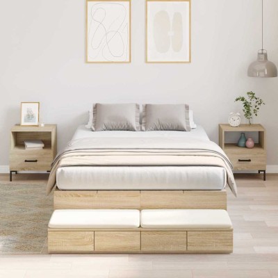 Cama con almacenamiento Roble Sonoma 236.5 x 120 x 31.5 cm