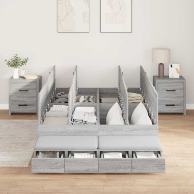 Cama con almacenamiento Gris sonoma 236.5 x 120 x 31.5 cm