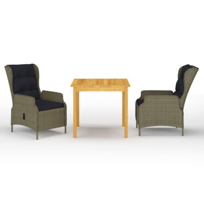 Juego de comedor para jardín de 3 piezas marrón
