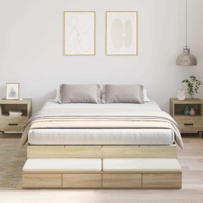Cama con almacenamiento Roble Sonoma 236.5 x 150 x 31.5 cm