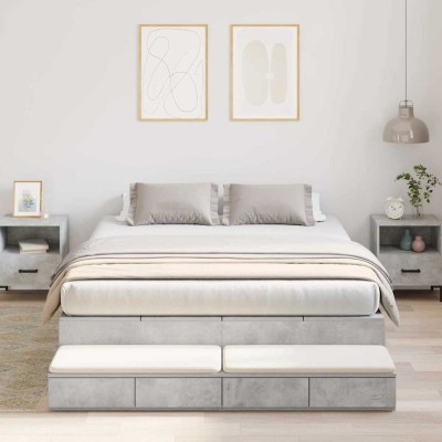 Cama con almacenamiento Gris Concreto 236.5 x 150 x 31.5 cm