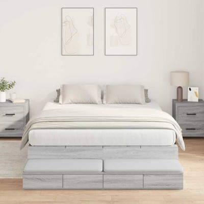 Cama con almacenamiento Gris sonoma 236.5 x 150 x 31.5 cm