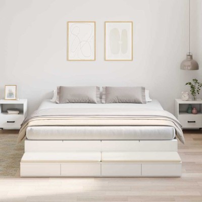 Cama con almacenamiento con cajón Blanco 236.5 x 180 x 31.5 cm