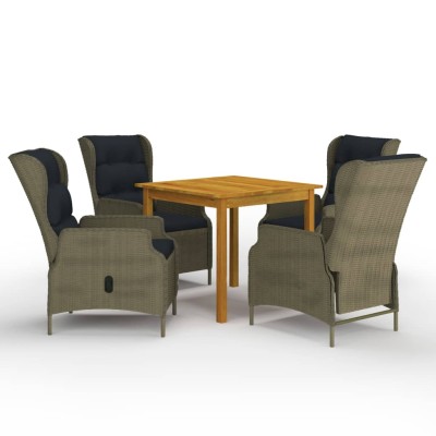 Juego de comedor para jardín de 5 piezas marrón