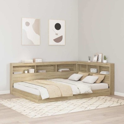 Cama con Estantería con cabecera Roble Sonoma 160 x 200 cm