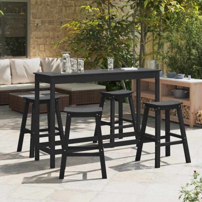 Juego de Bar en el Jardín 4 pcs Negro HDPE