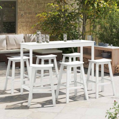 Juego de Bar en el Jardín 6 pcs Blanco HDPE