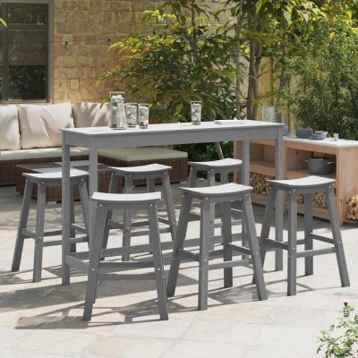 Juego de Bar en el Jardín 6 pcs Gris claro HDPE
