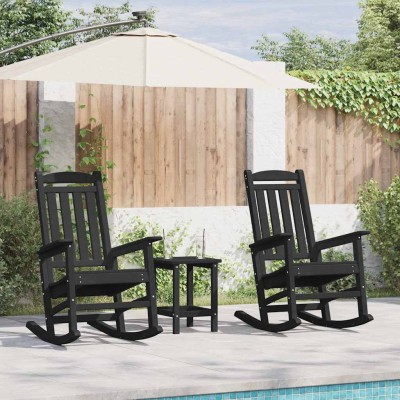 Silla mecedora de jardín 2 pcs Negro 70 x 92 x 108cm Plástico