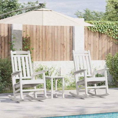 Silla mecedora de jardín 3 pcs Blanco 38 x 38 x 46cm Plástico