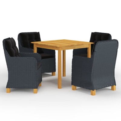 Juego de comedor para jardín de 5 piezas gris oscuro