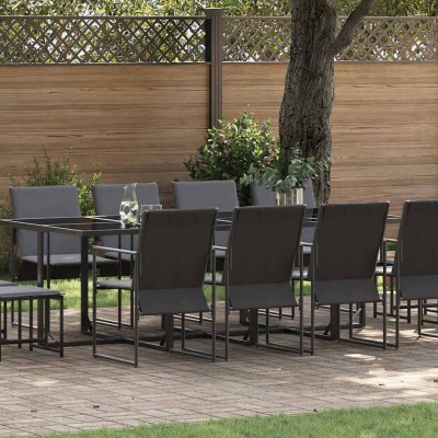 Conjunto de Comedor de Jardín 13 pcs Negro Acero